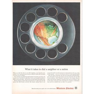 1961 Western Electric Rotary Dial Phone North America Map Vintage Print Ad